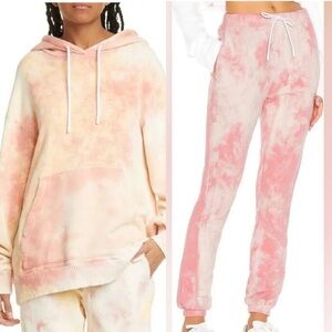 *SET* Cotton Citizen Dahlia Pink Cream Tie Dye Hoodie Sweatpants M